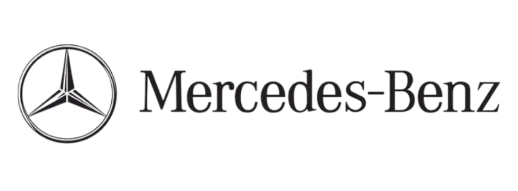 Billedet viser Mercedes-Benz logo og autoteknik værksted.