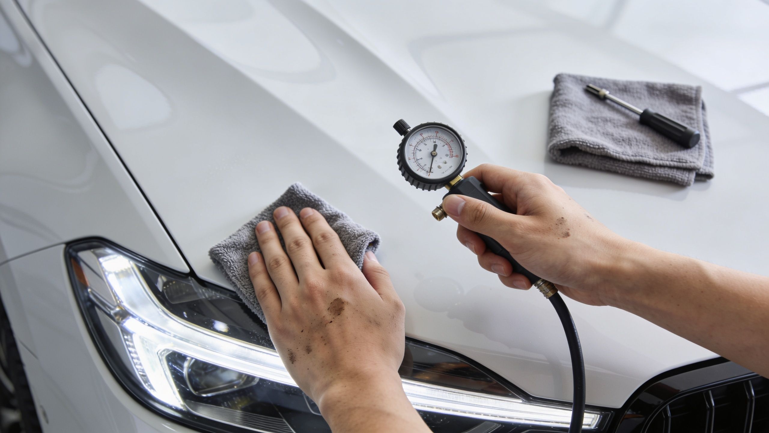 Professionelt bilsyn med præcist måleudstyr hos HR Autoteknik.