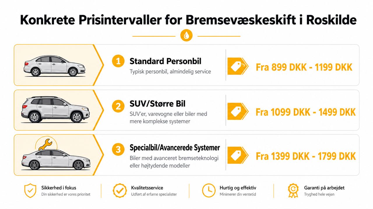 Konkrete Prisintervaller for Bremsevæskeskift i Roskilde