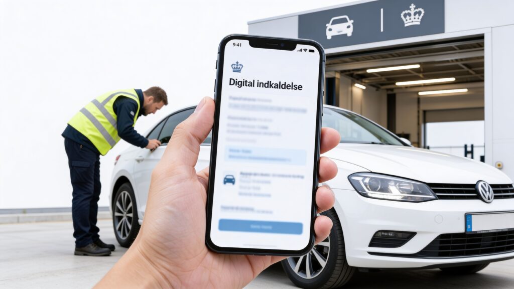 Tekniker bruger digital service til bilservice hos HR Autoteknik.